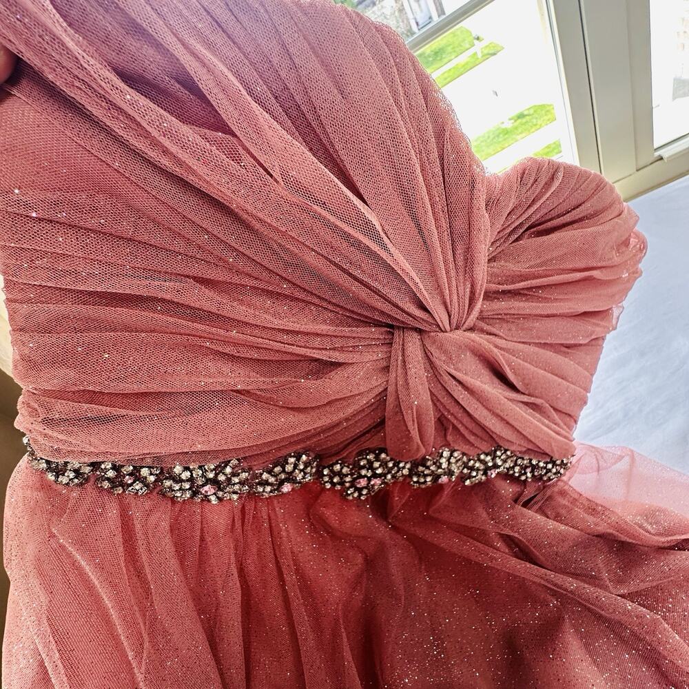 My Michelle Size 7 Womens Juniors Cocktail Old Rose Rhinstones Sparkling Tulle